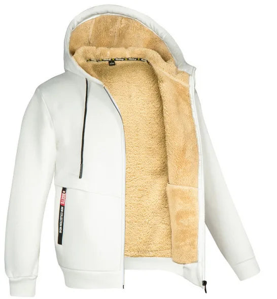 Winter Lambswool Coats Thicken Warm Jackets Long Sleeve Zipper Hoodies Casual Sports Fleece Coat Hooded Hunting Jacket