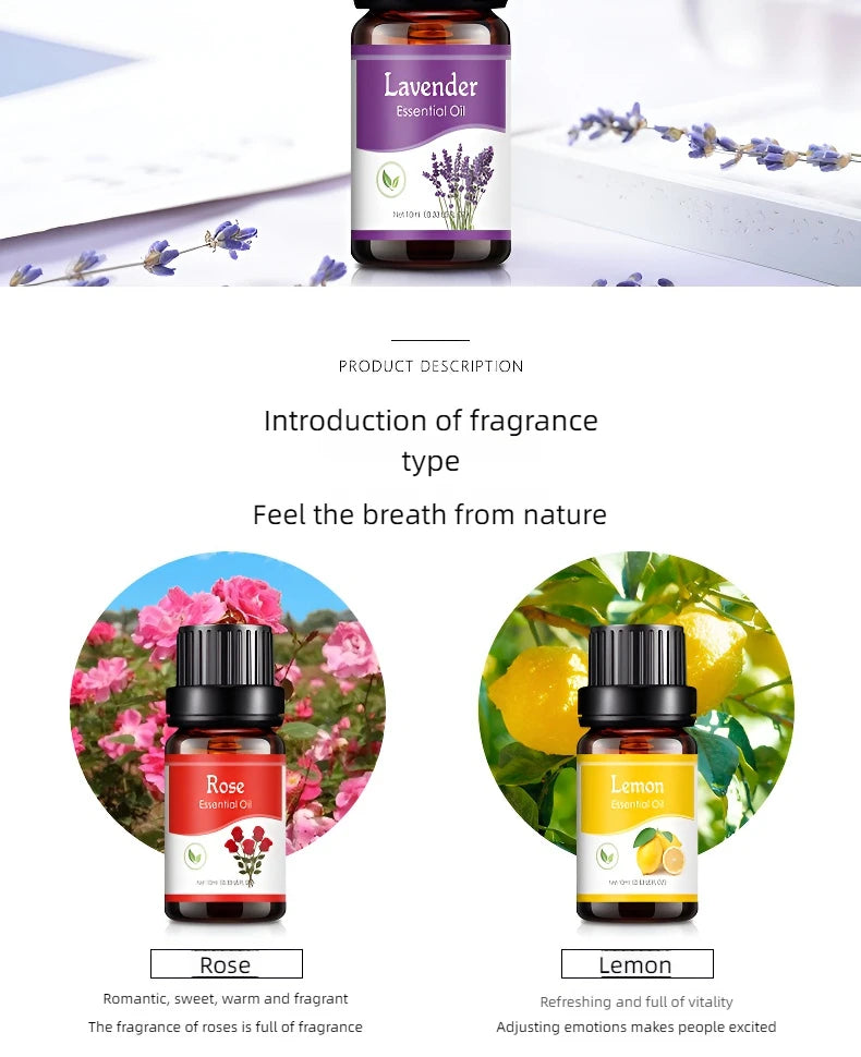 18 Flavors Essential Oils for Aroma Diffuser Air Humidifier Home Water-soluble 10ml Air Freshener Scents Fragrance Oil Perfume