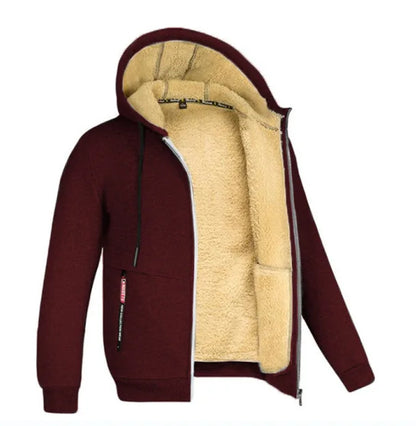 Winter Lambswool Coats Thicken Warm Jackets Long Sleeve Zipper Hoodies Casual Sports Fleece Coat Hooded Hunting Jacket