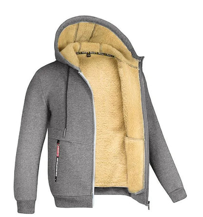 Winter Lambswool Coats Thicken Warm Jackets Long Sleeve Zipper Hoodies Casual Sports Fleece Coat Hooded Hunting Jacket