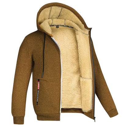 Winter Lambswool Coats Thicken Warm Jackets Long Sleeve Zipper Hoodies Casual Sports Fleece Coat Hooded Hunting Jacket