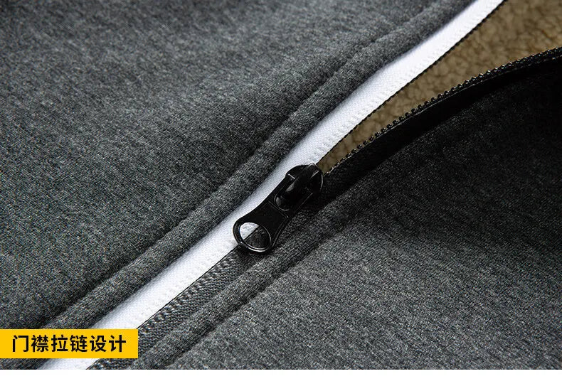 Winter Lambswool Coats Thicken Warm Jackets Long Sleeve Zipper Hoodies Casual Sports Fleece Coat Hooded Hunting Jacket