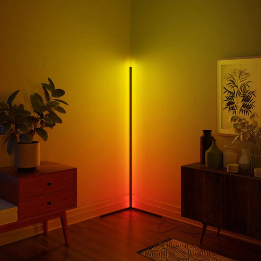 Stylish RGBCW Corner Floor Lamp – Transform Your Space with Colorful Ambiance